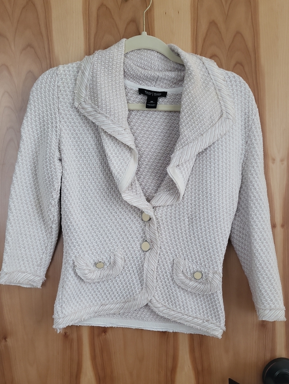 White House Black Market Cream Sparkle Knit Cardigan
